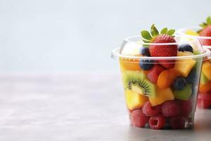 ai generato fresco frutta insalata per partire con copia spazio. ai generato foto