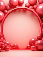 ai generato rosa cerchio arrotondato con rosa Palloncino ai generativo foto