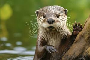 ai generato lontra nel il acqua. ai generato foto