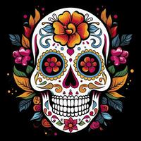 ai generato messicano Rose cranio. messicano Rose cranio. dia de los muertos shugar colorato testa. ai generato foto