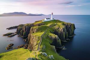 ai generato skye isola nido punto faro nel altopiano. ai generato foto