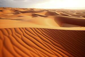 ai generato rotolamento arancia sabbia dune e sabbia increspature.ai generato. foto