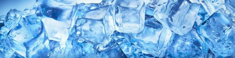 ai generato pezzi di ghiaccio e acqua su blu sfondo. generativo ai foto