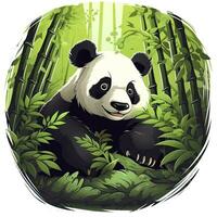 ai generato carino panda nel il mezzo di un' bambù foresta. maglietta design. ai generato foto