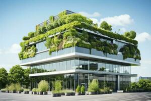 ai generato ufficio edificio con verde ambiente. ai generato foto