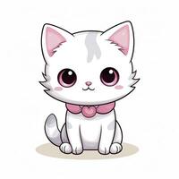 ai generato carino kawaii gatto clipart icona bianca sfondo. ai generato foto