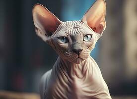 ai generato bellissimo foto sphynx gatto concetto, contemporaneo naturale e umore sociale sfondo. generativo ai