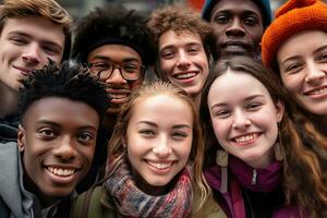 ai generato Multi etnico diverso Università studenti foto