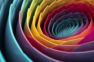 ai generato geometrico spirale modello nel vivace e energico colori. un' professionale colore classificazione sperimentare. ai generativo foto