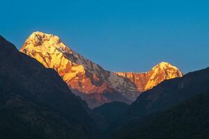 scenario di annapurna massiccio nel il Himalaya, Nepal a crepuscolo foto