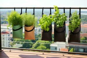 ai generato in crescita verdura su il tuo proprio balcone foto