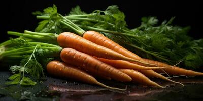 ai generato fresco succoso carota con le foglie foto