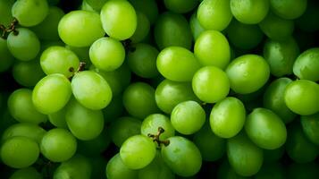 ai generato molte di uva con le foglie. frutti di bosco sfondo. alto qualità. ai generativo foto