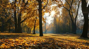 ai generato panorama di un sorprendente autunno panoramico paesaggio foto