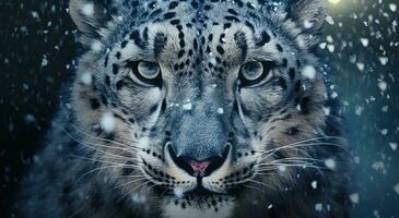 ai generato neve leopardo, Asia sfondi, foto