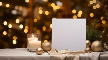 ai generato saluto Natale carta con vuoto davanti, foto