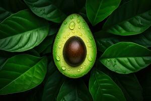 ai generato ritratto avocado con foglia ai generativo foto