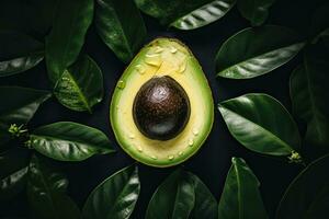 ai generato ritratto avocado con foglia ai generativo foto