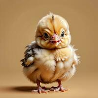 ai generato un' bambino pollo con un' grande testa e grande occhi foto