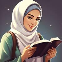 ai generato illustrazione di il personaggio di un' musulmano alunno foto