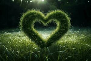 ai generato ornamentale cuore erba. creare ai foto