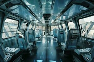 ai generato futuristico spazio nave autobus dentro. creare ai foto