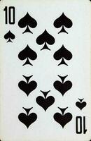 giocando carta dieci picco, completo da uomo di picche. foto
