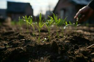 ai generato ambientale amministrazione un' albero essere piantato per contribuire per clima modificare mitigazione ai generato foto