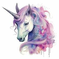 ai generato acquerello fantasia unicorno clip arte. ai generato foto