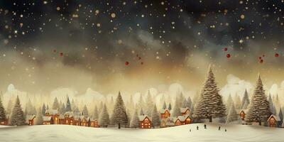 ai generato Casa con Natale albero nel inverno per allegro Natale e contento nuovo anno. ai generato foto