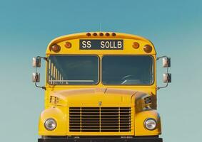 ai generato davanti Visualizza di un' giallo scuola autobus. ai generato foto
