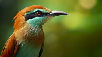 ai generato turchese sopracciglio motmot nel vivace colori. generativo ai foto