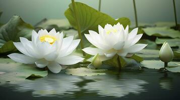 ai generato bianca loto fiore nel acqua. ai generato foto