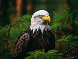 ai generato americano Calvo aquila nel il natura sfondo foto