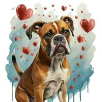ai generato cane su il sfondo di cuori, acquerello grafica pieno di amore per qualcuno voi amore foto