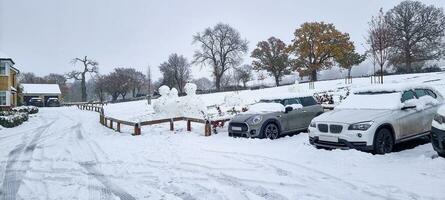 neve coperto strada nel Gloucester foto