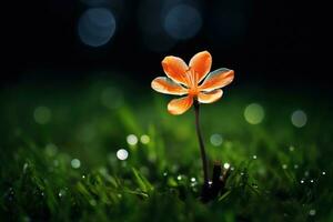 ai generato un' viola ciliegia fiorire fioriture su il verde erba. generativo ai foto