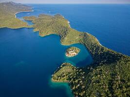 Visualizza di mljet isola nel Croazia. il nazionale parco coperture il occidentale parte di il isola, quale molti considerare come il maggior parte allettante nel il Adriatico, pieno di lussureggiante e varia mediterraneo vegetazione foto