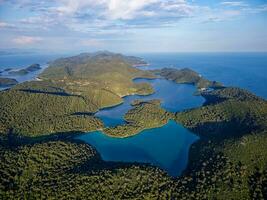 Visualizza di mljet isola nel Croazia. il nazionale parco coperture il occidentale parte di il isola, quale molti considerare come il maggior parte allettante nel il Adriatico, pieno di lussureggiante e varia mediterraneo vegetazione. foto