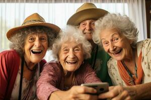 ai generato un' gruppo di più vecchio donne amicizia bokeh stile sfondo con generato ai foto