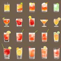 ai generato cocktail mocktail bevande collezione illustrazione acqua colore semplice sfondo foto