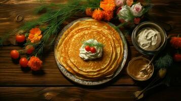 ai generato brunch tradizionale pancake cibo foto