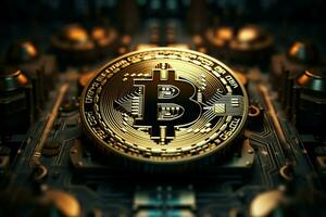 ai generato bitcoin salvaguardia il sicuro sostegno di il blockchain tecnologia concetto foto