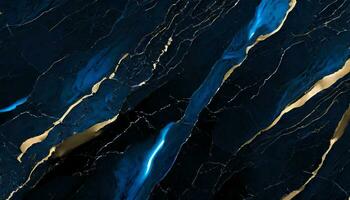 ai generato astratto Nero, buio blu e oro marmo onde struttura, fluido arte marmo acrilico sfondo foto