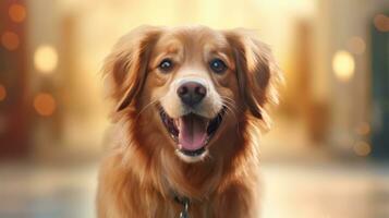 ai generato traboccante con felicità, il cani Sorridi luci su il momento foto