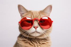 ai generato gatto con cuore sagomato occhiali da sole foto