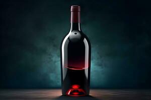 ai generato bottiglia di vino su un' buio sfondo. beaujolais nuovo. neurale Rete ai generato foto