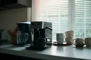 ai generato caffè espresso macchina fabbricazione fresco caffè. neurale Rete ai generato foto