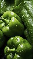 ai generato fresco verde biologico peperoni isolato con scintillante foto