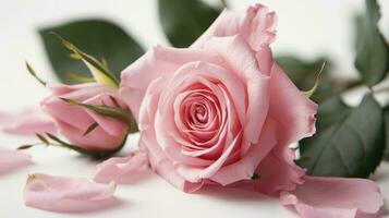 ai generato rosa rosa fiore su bianca sfondo. foto
